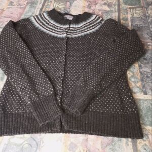 Eagles Eye M Gray Polka Dots RaglanLslvs Button Up Knitted Wool Sweater Cardigan